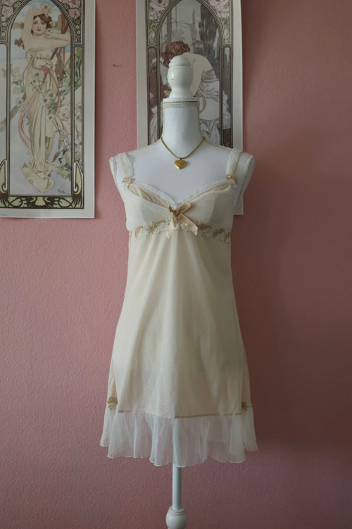 Japanese Yellow Chiffon Slip Dress (S)