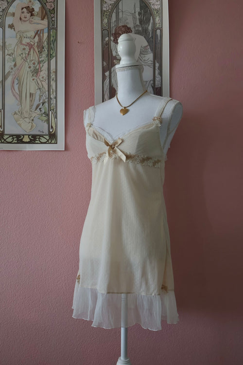 Japanese Yellow Chiffon Slip Dress (S)