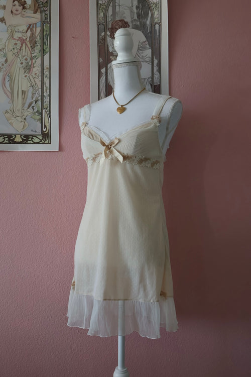 Japanese Yellow Chiffon Slip Dress (S)