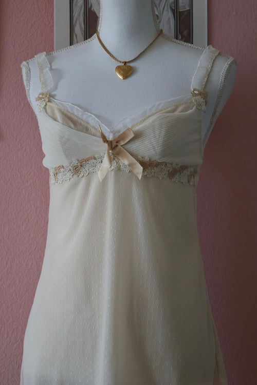 Japanese Yellow Chiffon Slip Dress (S)