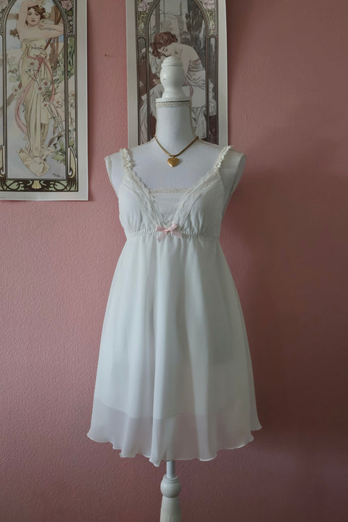 White Chiffon Babydoll (M)