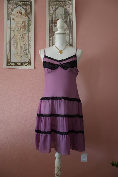 Corner Suite Purple Chiffon Slip Dress (M/L)