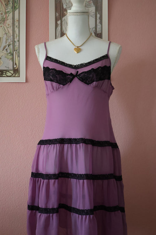 Corner Suite Purple Chiffon Slip Dress (M/L)