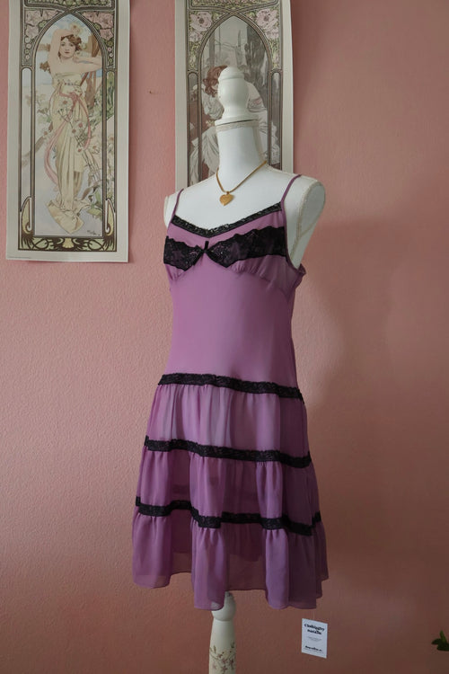 Corner Suite Purple Chiffon Slip Dress (M/L)