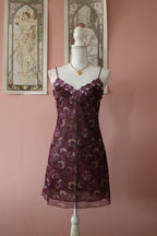 Purple Floral Mesh Slip Dress (S)