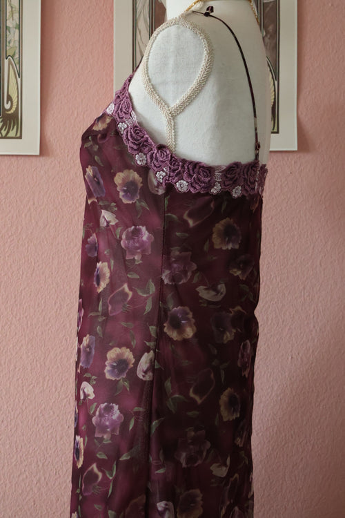 Purple Floral Mesh Slip Dress (S)