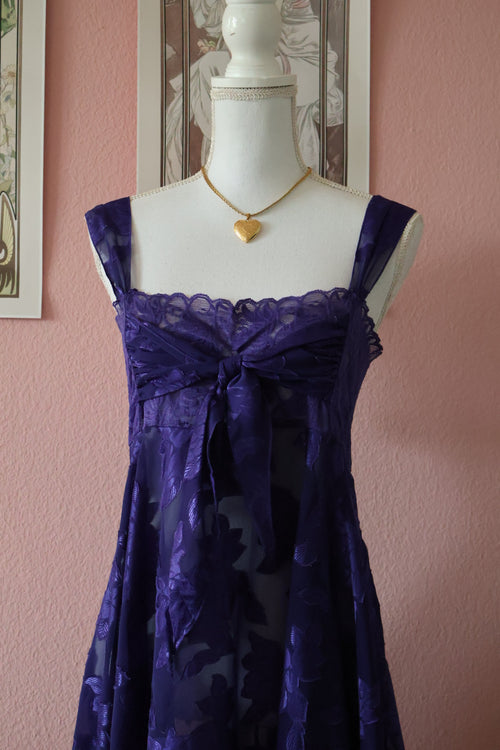 Solange Satin Purple Chiffon Babydoll (L)