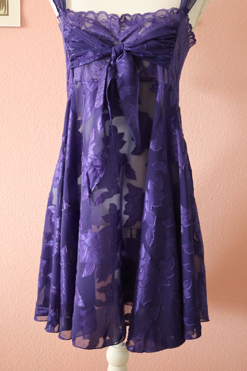 Solange Satin Purple Chiffon Babydoll (L)