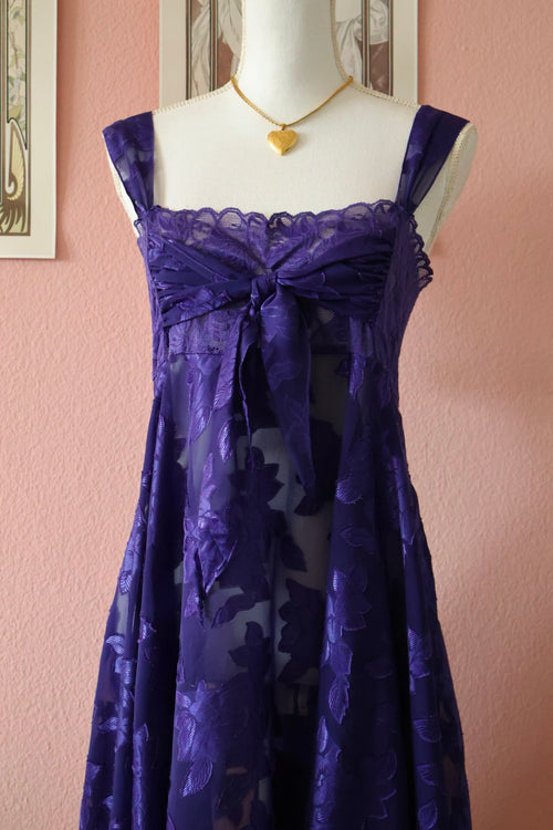 Solange Satin Purple Chiffon Babydoll (L)