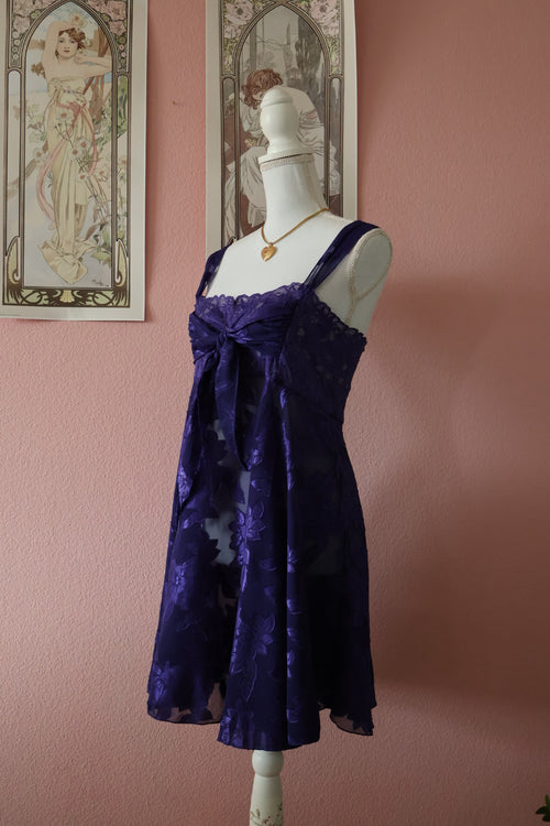 Solange Satin Purple Chiffon Babydoll (L)