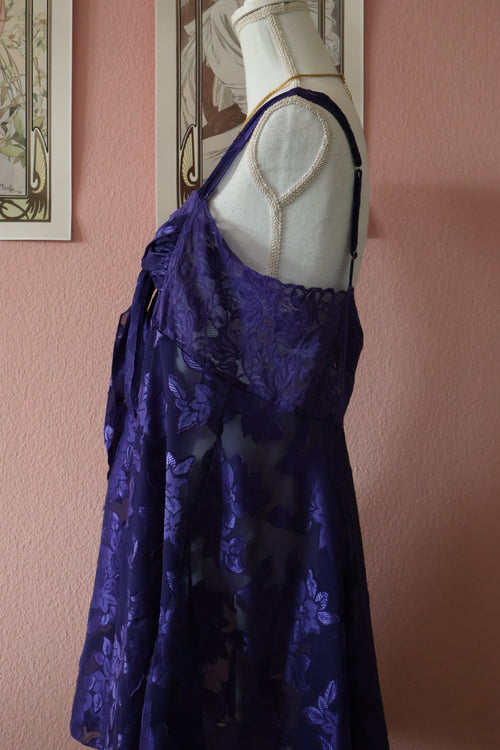 Solange Satin Purple Chiffon Babydoll (L)