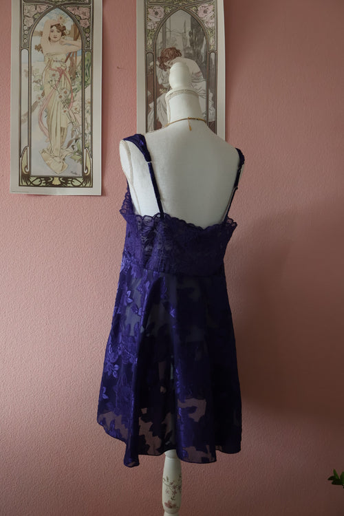 Solange Satin Purple Chiffon Babydoll (L)