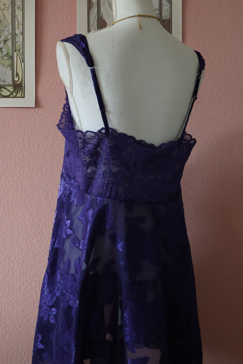 Solange Satin Purple Chiffon Babydoll (L)