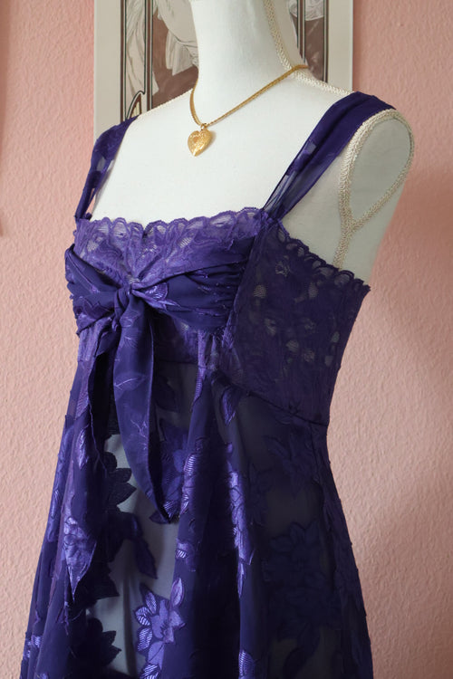 Solange Satin Purple Chiffon Babydoll (L)