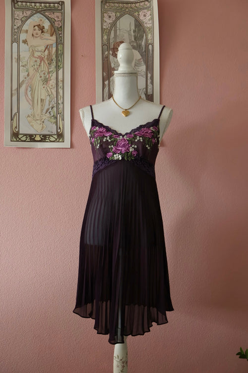 Wacoal Purple Pleated Slip Dress (S/M)