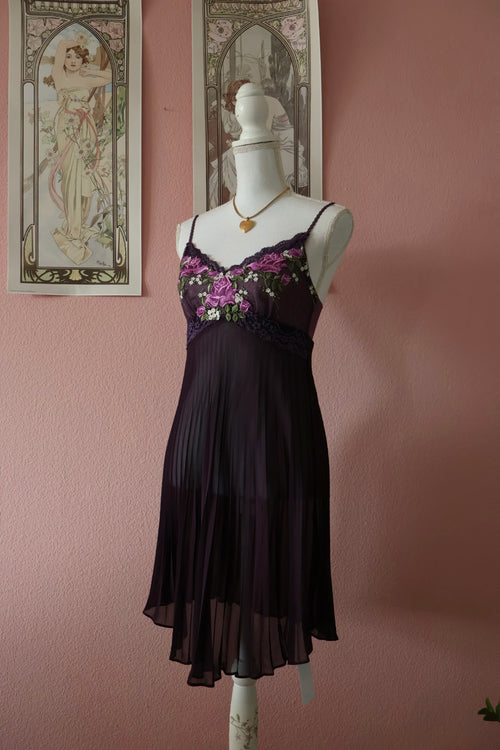 Wacoal Purple Pleated Slip Dress (S/M)