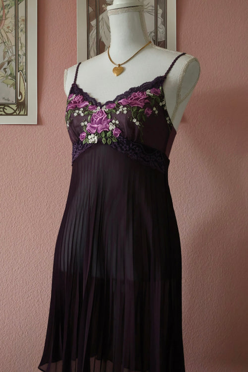 Wacoal Purple Pleated Slip Dress (S/M)