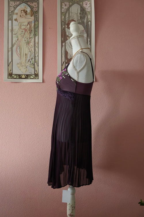 Wacoal Purple Pleated Slip Dress (S/M)