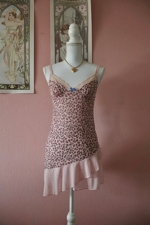 YES Purple Leopard Mesh Slip Dress (S/M)