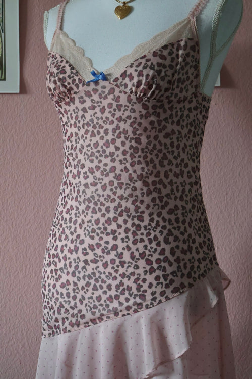 YES Purple Leopard Mesh Slip Dress (S/M)