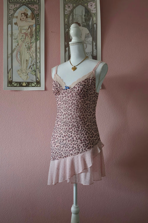 YES Purple Leopard Mesh Slip Dress (S/M)