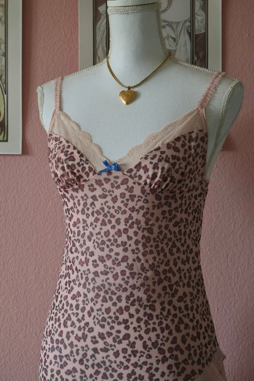 YES Purple Leopard Mesh Slip Dress (S/M)