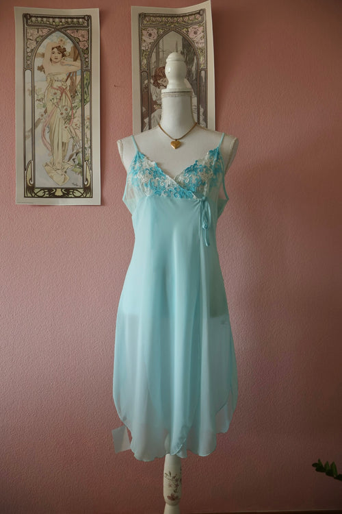 André Kim Blue Chiffon Slip Dress (M/L)