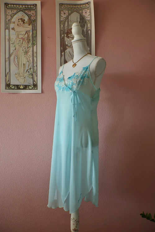 André Kim Blue Chiffon Slip Dress (M/L)