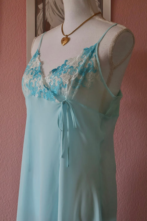 André Kim Blue Chiffon Slip Dress (M/L)