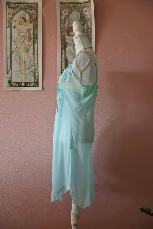 André Kim Blue Chiffon Slip Dress (M/L)