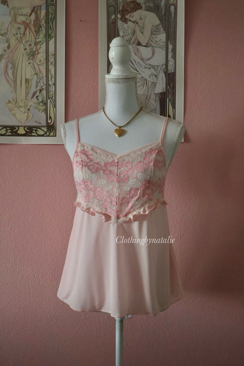 Pink Nylon Lace Cami (M)