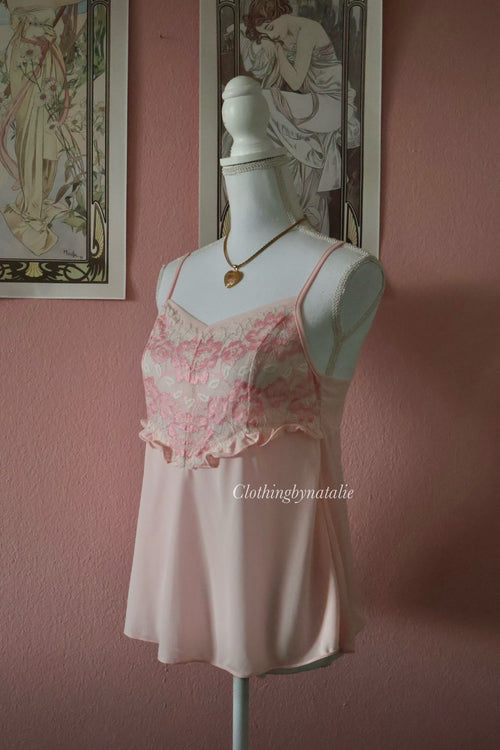 Pink Nylon Lace Cami (M)