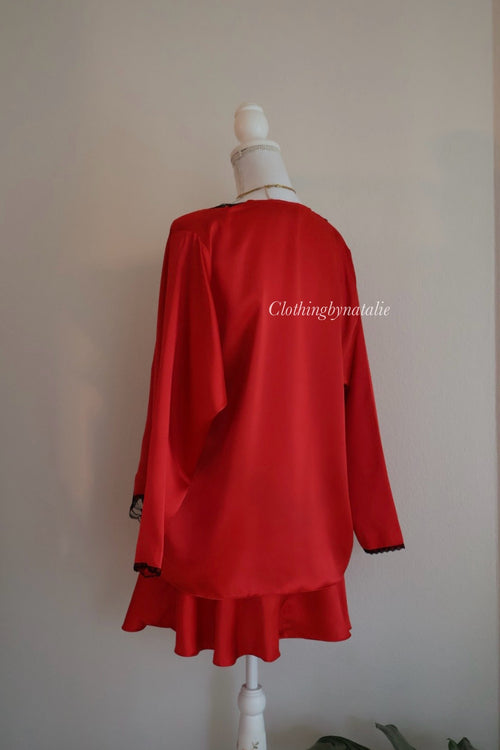 VS Gold Label Red Satin Robe Set (S/M)