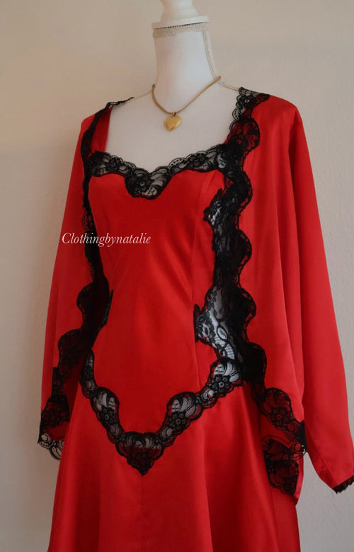 VS Gold Label Red Satin Robe Set (S/M)