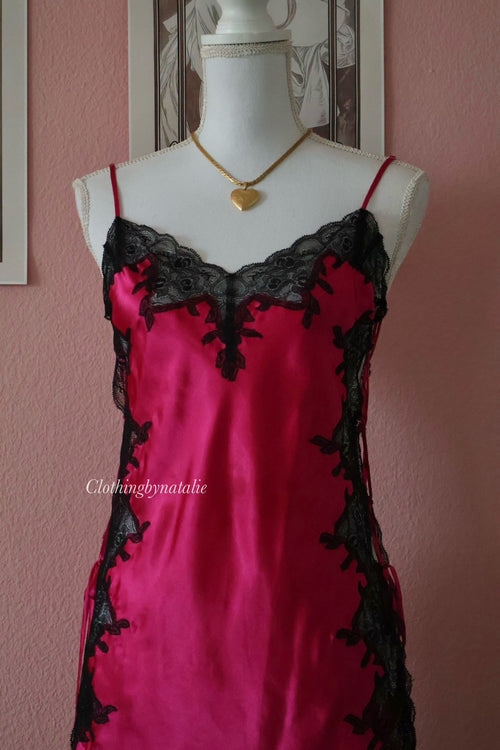 VS Dark Pink Satin Slip Dress (S)