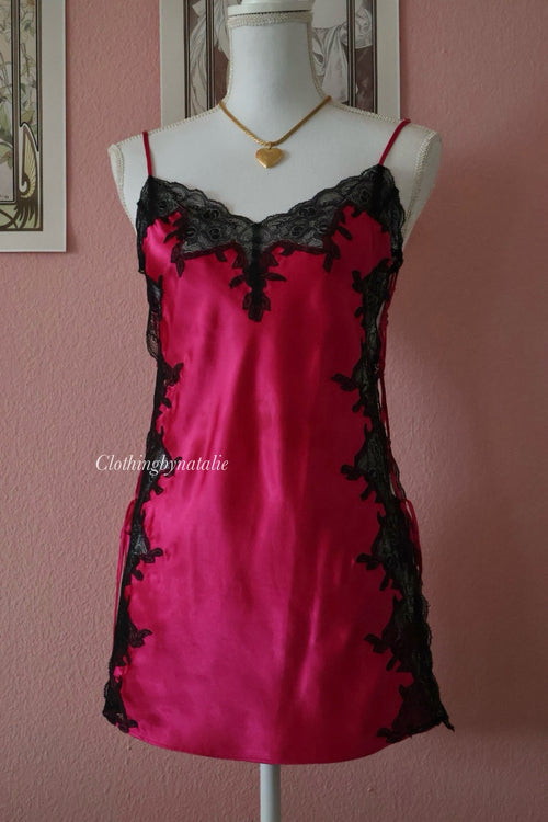 VS Dark Pink Satin Slip Dress (S)