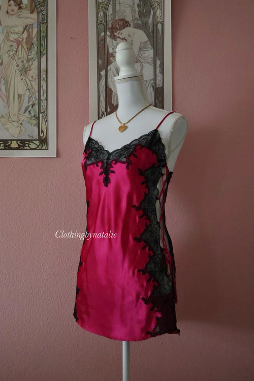 VS Dark Pink Satin Slip Dress (S)