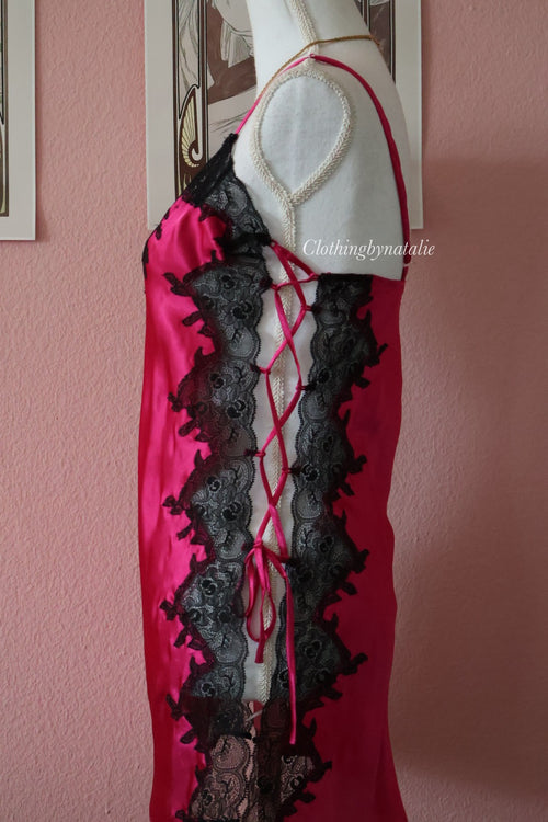 VS Dark Pink Satin Slip Dress (S)