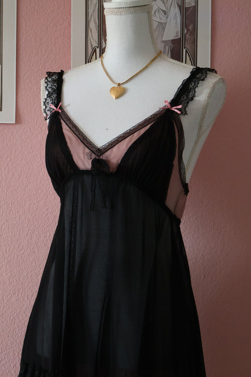 Black Pink Mesh Babydoll (S/M)